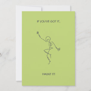 October Birthday Dancing Skeleton - Green Holiday Card
