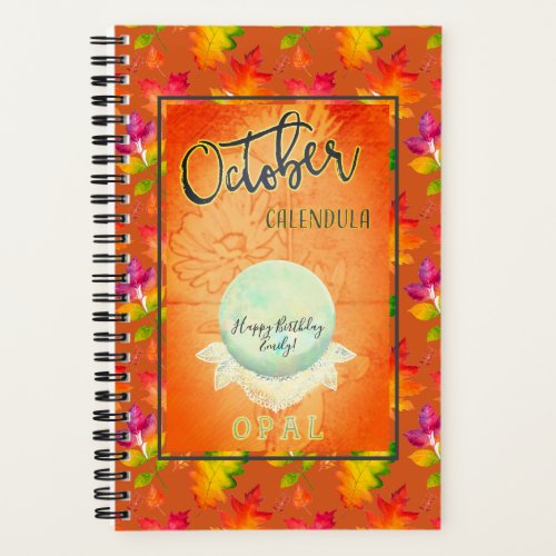 October Birthday Flower and Birthstone Notebook