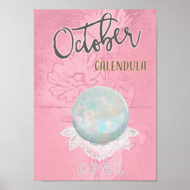 October  Birthday Flower and Birthstone Poster (Front)