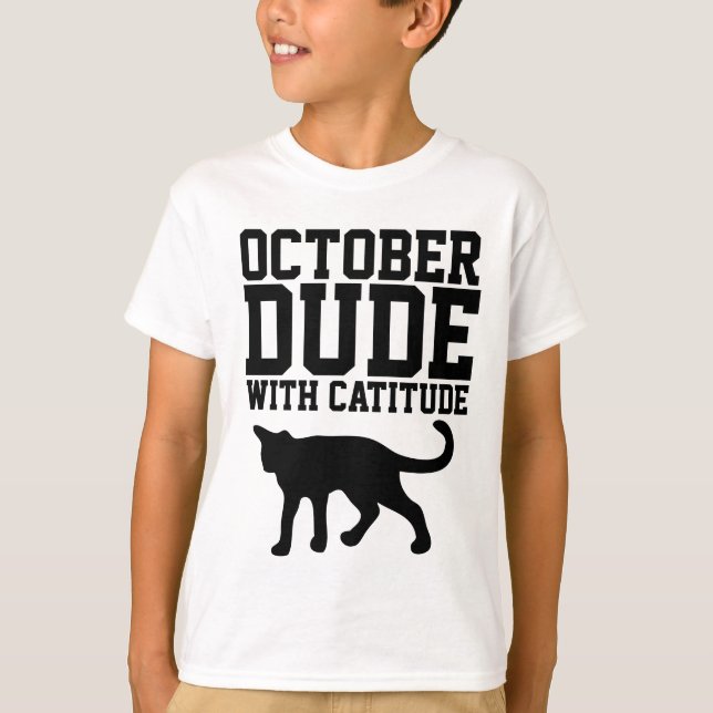 OCTOBER BIRTHDAY T-shirts  for guys, Cat (Front)