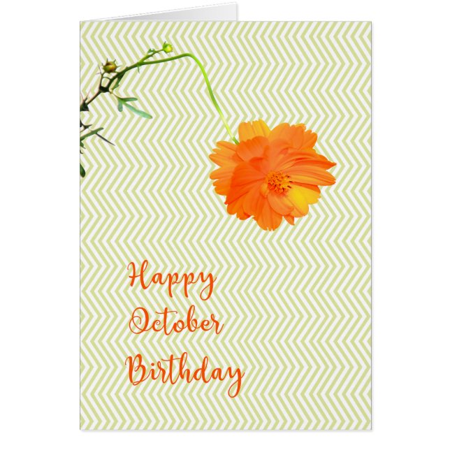 October Birthday with Cosmos Flower Cards (Front)
