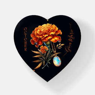 October Birthstone and Marigold Flower Paperweight