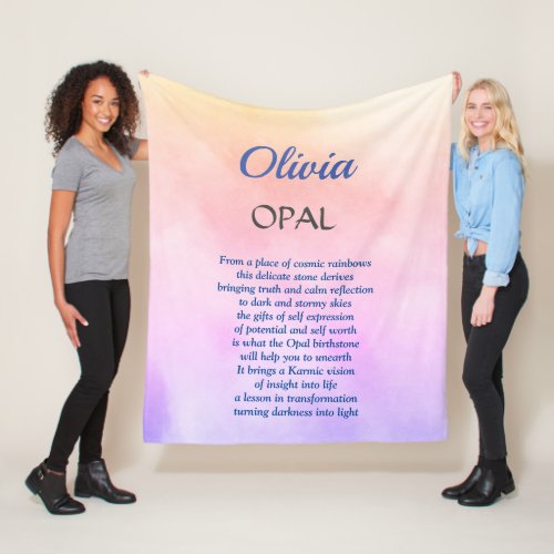 October Birthstone Opal design  Fleece Blanket