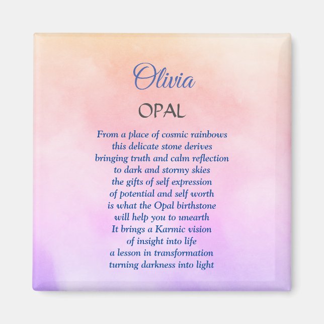 October Birthstone Opal design  Magnet (Front)