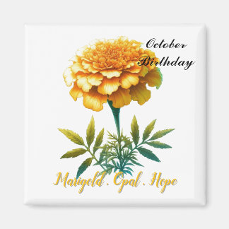 October Birthstone Opal Marigold Flower Magnet