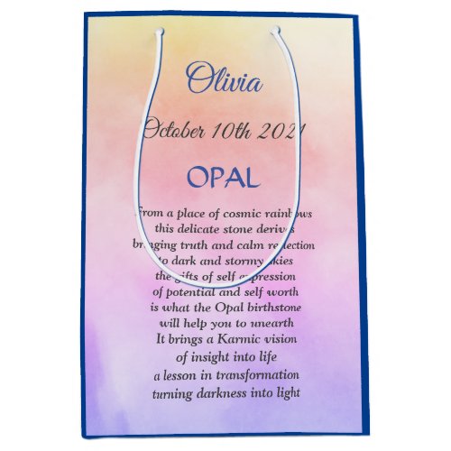 October Birthstone Opal Poem  Medium Gift Bag