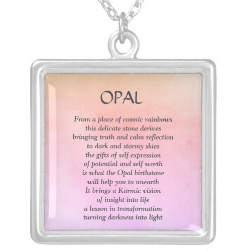 October Birthstone Opal Poem Necklace