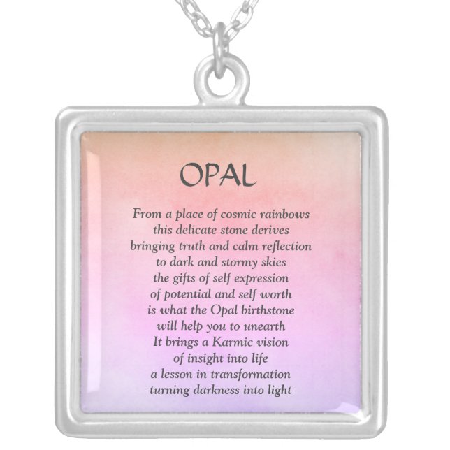 October Birthstone Opal Poem Necklace (Front)