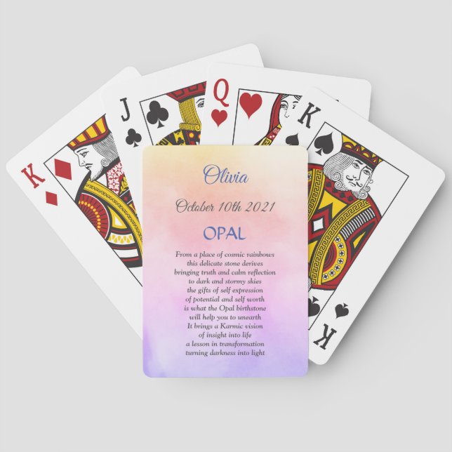 October Birthstone Opal Poem Poker Cards (Back)