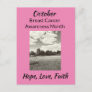 October Breast Cancer Awareness Month Support Love Postcard