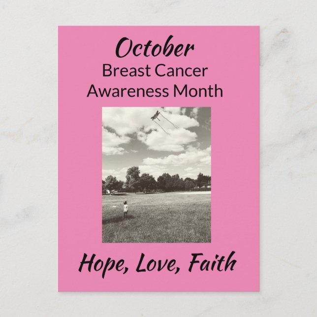 October Breast Cancer Awareness Month Support Love Postcard (Front)