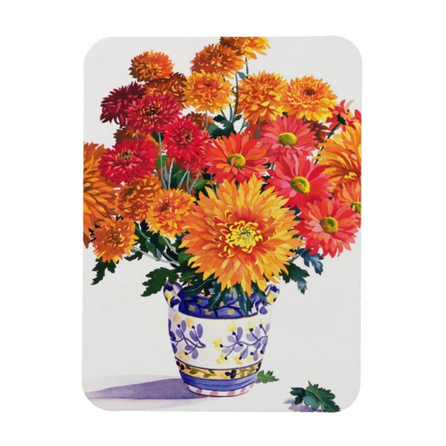 October Chrysanthemums Magnet (Vertical)