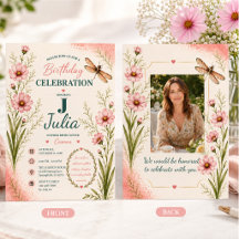 October Cosmos Dragonfly Birthday Invitation