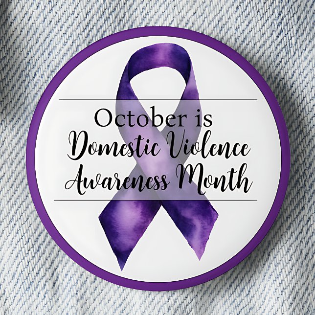 October Domestic Violence Awareness Month Button (October is Domestic Violence Awareness Month pinback button.)