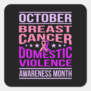 October Domestic Violence Awareness Month Support Square Sticker