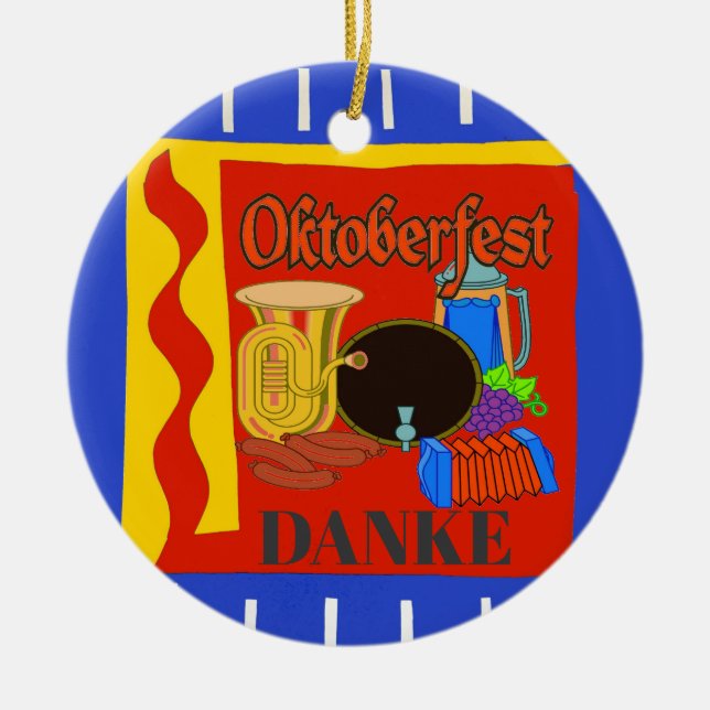 October Fest , add, edit text Ceramic Ornament (Front)