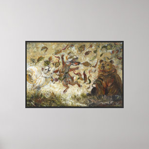 October Fun Whimsical Autumn Forest Animals  Canvas Print