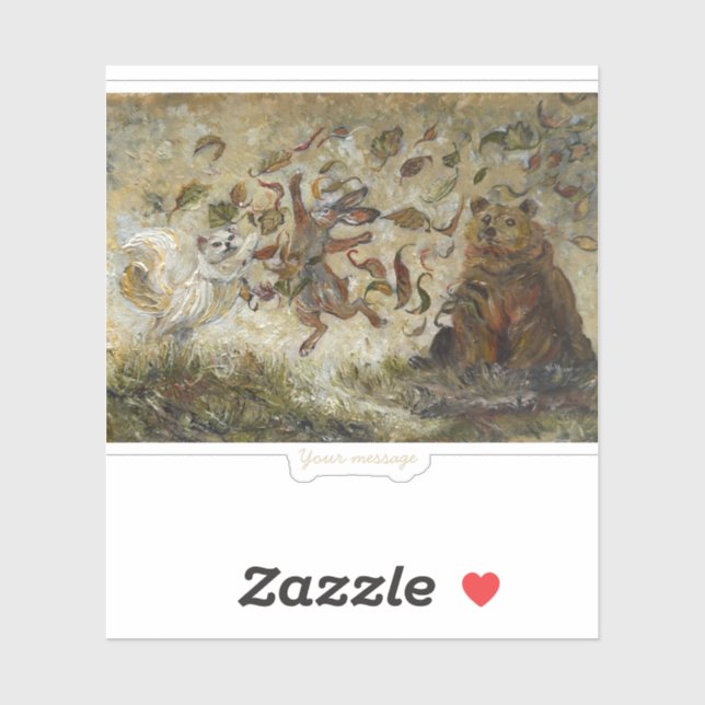 October Fun Whimsical Autumn Forest Animals  Sticker (Sheet)