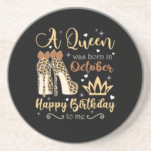 October Girl Birthday Leopard High Heels Queen Coaster