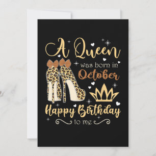 October Girl Birthday Leopard High Heels Queen Save The Date