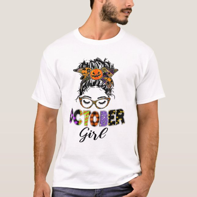 October Girl Halloween Messy T-Shirt (Front)