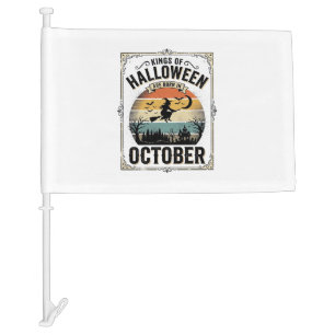 October Halloween Birthday Vintage Witch Shirt Des Car Flag