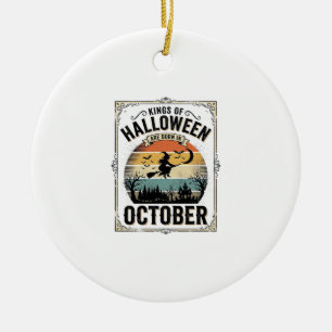 October Halloween Birthday Vintage Witch Shirt Des Ceramic Ornament