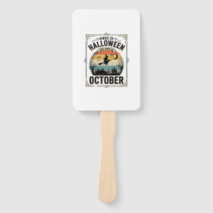 October Halloween Birthday Vintage Witch Shirt Des Hand Fan