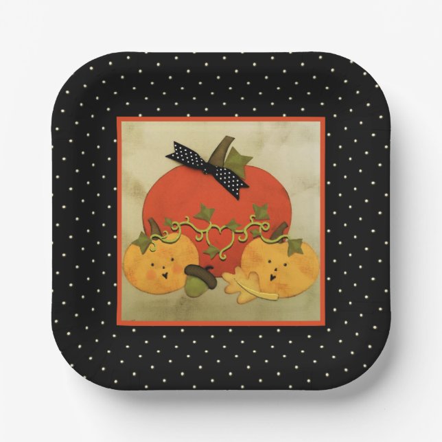 October Halloween Bridal Shower Paper Plates (Front)