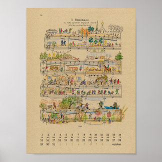 October Happy Notes Calendar 2022 Poster