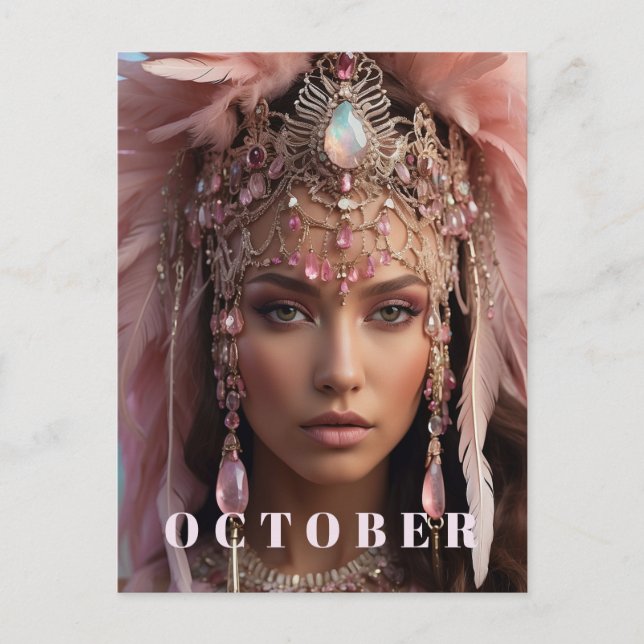 *~ OCTOBER Headdress TOURMALINE  OPAL AP53 Postcard (Front)