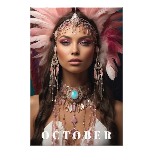  OCTOBER Headdress Woman Goddess  OPAL AP53 Photo Print