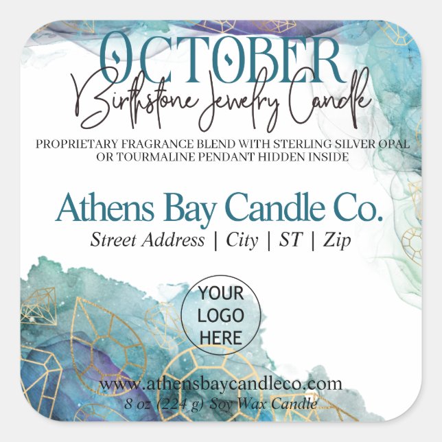 October Hidden Jewelry Candle Product Label (Front)
