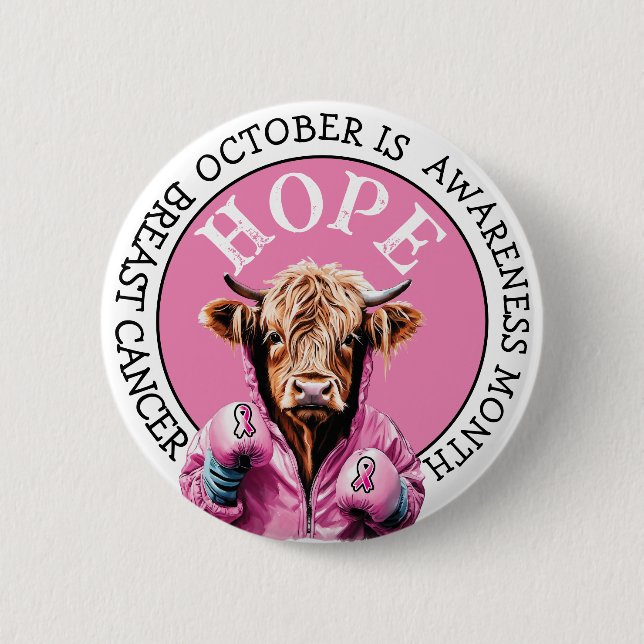 October is Breast Cancer Awareness  Hope Theme Button (Front)