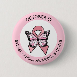 October is Breast Cancer Awareness Month Button