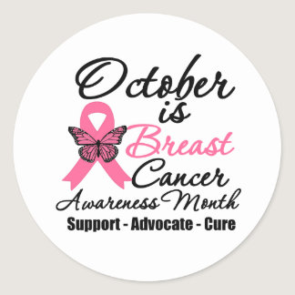 October is Breast Cancer Awareness Month Classic Round Sticker