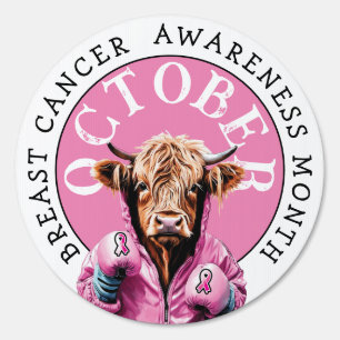 October is Breast Cancer Awareness Pink Cow Sign