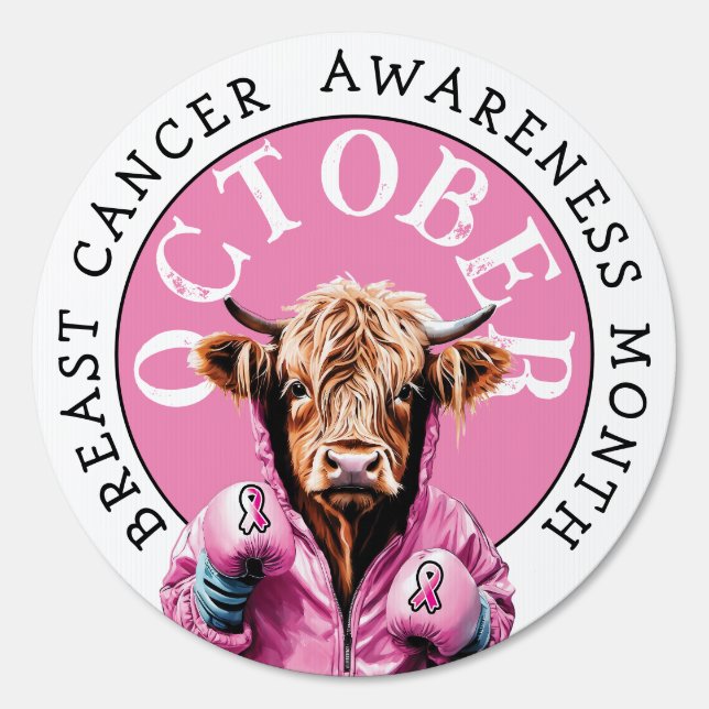 October is Breast Cancer  Awareness Pink Cow Sign (Front)