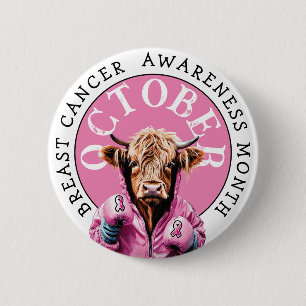 October is Breast Cancer Awareness Pink October Button