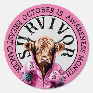 October is Breast Cancer Cow Awareness Survivor Sign