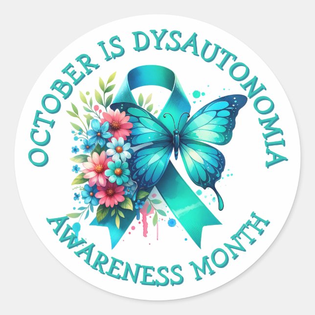 October is Dysautonomia Awareness Month  Classic Round Sticker (Front)