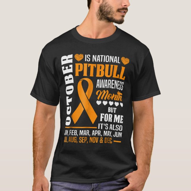October Is Pitbull Awareness Month Shirt Orange Ri (Front)