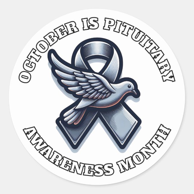 October is Pituitary Awareness Month Classic Round Sticker (Front)