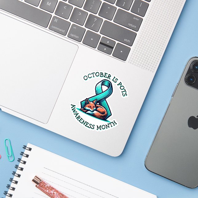 October is POTS Awareness Month  Sticker (Laptop w/ iPhone)