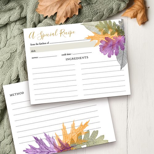 October Leaves Bridal Shower Recipe Card