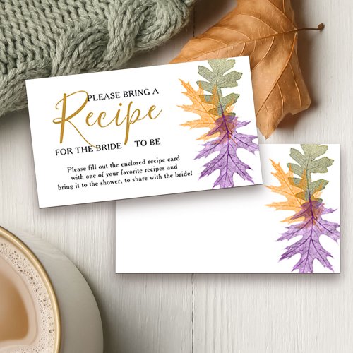 October Leaves Bridal Shower Recipe Card Request