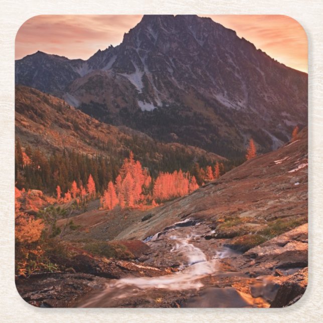 October Light on Headlight Basin Square Paper Coaster (Front)