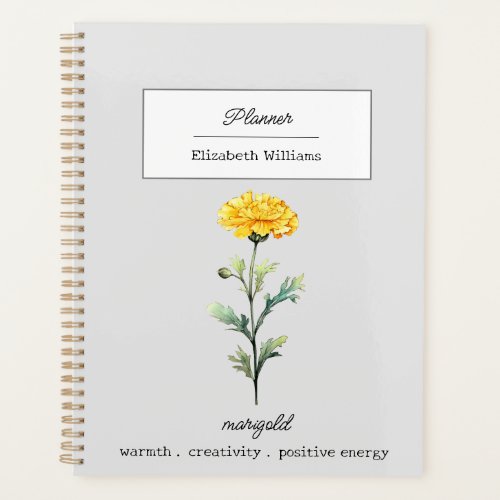 OCTOBER MARIGOLD BIRTH FLOWER PERSONALIZED PLANNER