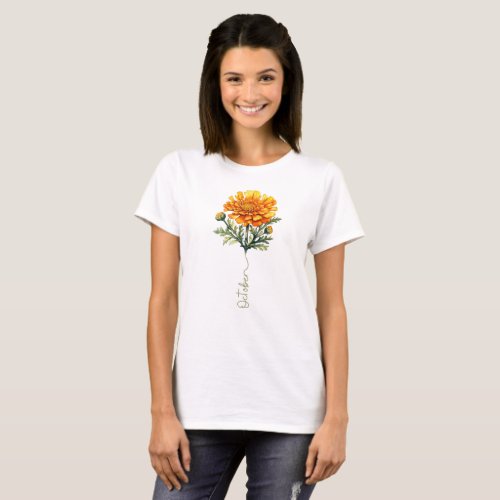 October Marigold Birth Month Flower T_Shirt