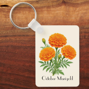 October Marigold Flowers Keychain